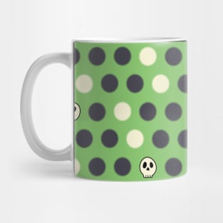 Polka Dots and Scattered Skulls - Halloween Pattern - Bright Colors Mug